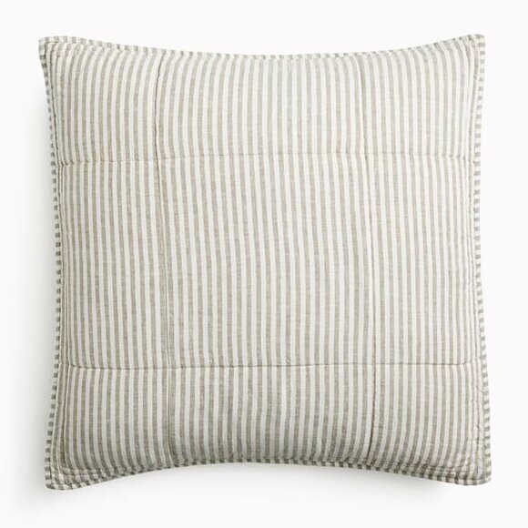 WEST ELM | NEW | European Linen Classic Stripe Euro Sham, Cedar Stripe Set of 3 - Picture 1 of 4